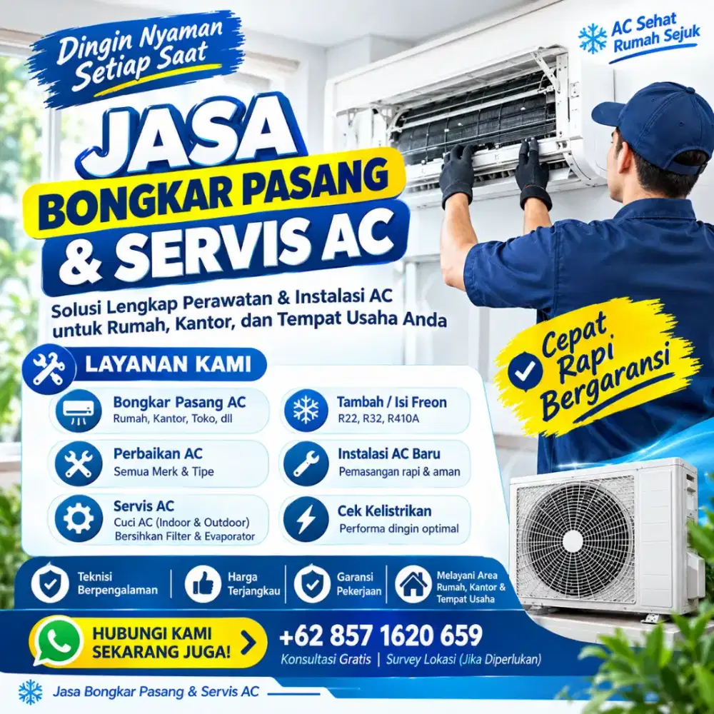 Jasa Pasang AC, Bongkar AC & Service AC Panggilan – Cuci & Isi Freon