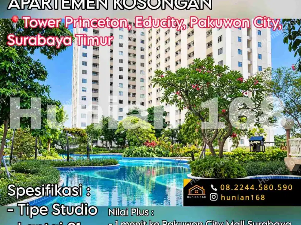 Jual Sewa Apartemen Kosongan Studio Princeton Educity Pakuwon City Mall Surabaya Timur Tower East Coast Harvard Stanford  Standford Vista Amor Bella East Coast Residence