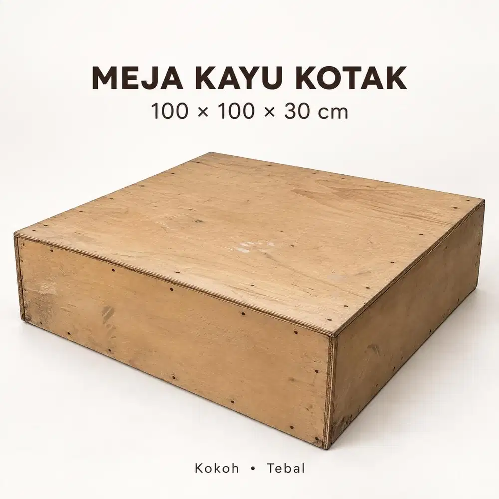 Meja Kayu Kotak 100×100×30 cm – Meja Lesehan Kokoh Serbaguna