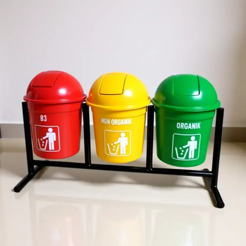 Tong Sampah Pilah 50L 3in1 Fiberglass 3 Warna-Ready Free Stiker Custom