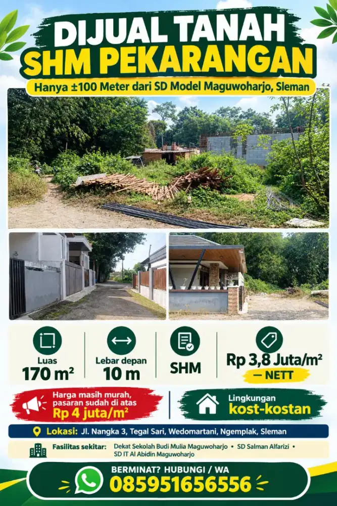 Dijual tanah strategis di Maguwoharjo dekat SD model