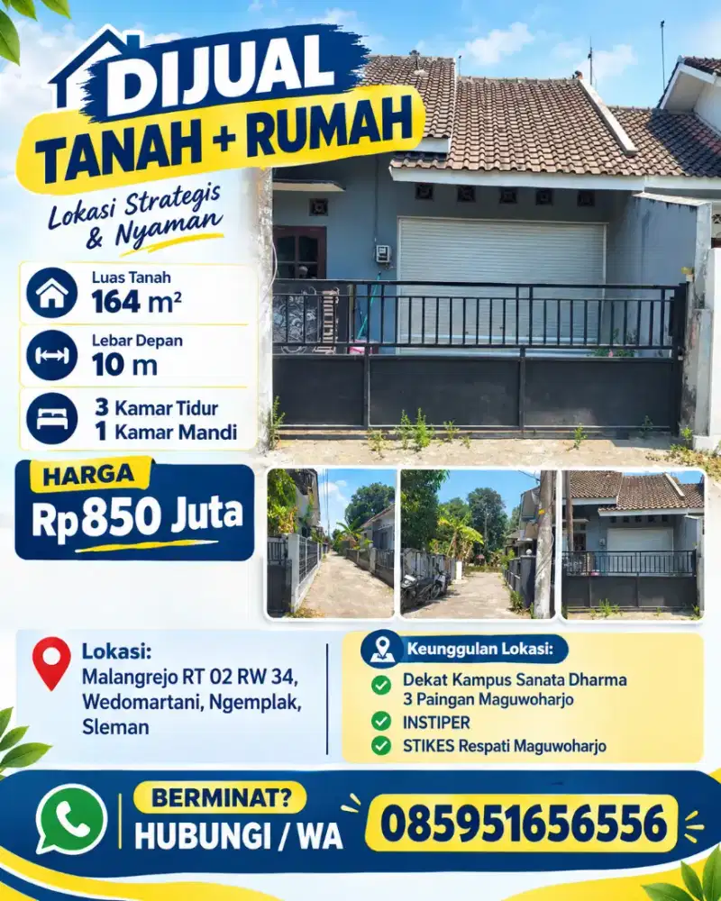 Dijual rumah Utara stadion Maguwoharjo Sleman