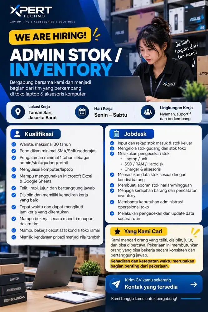 LOWONGAN KERJA - ADMIN STOK / INVENTORY