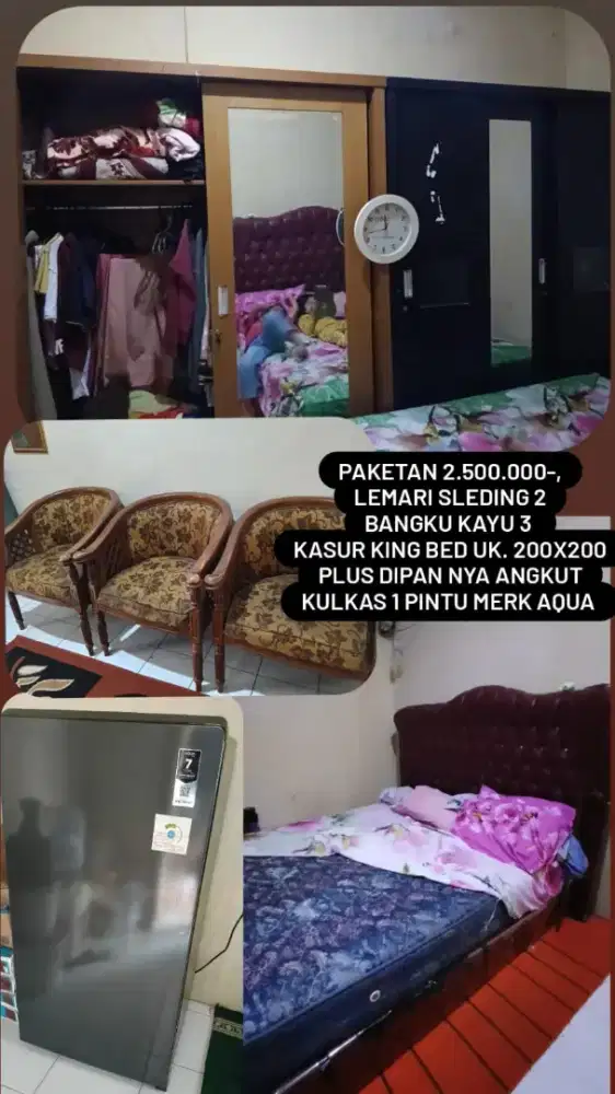 Paketan kasur lemari kulkas bangku
