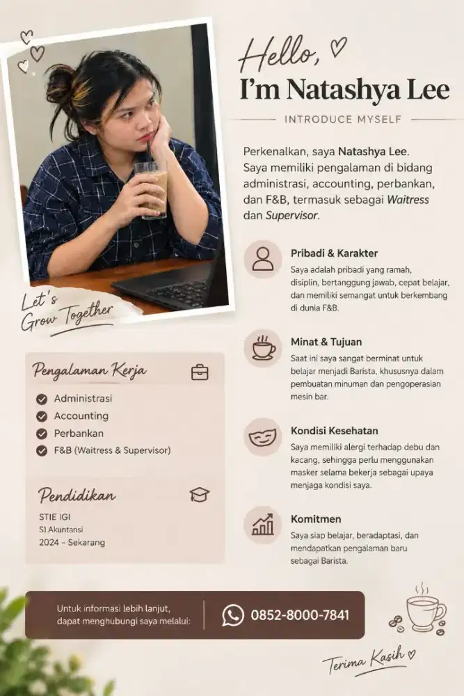 Barista, Bartender, Waitress, Consultant F&B