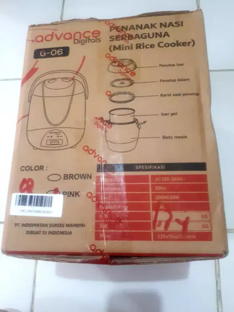 Rice Cooker Merk Advance Model G-06 Low Watt