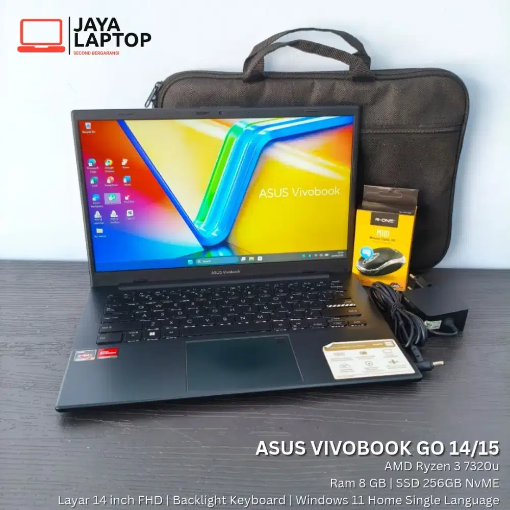 Asus Vivobook Go 14 Ryzen 3 RAM 8GB SSD 256GB Laptop Second Bekas