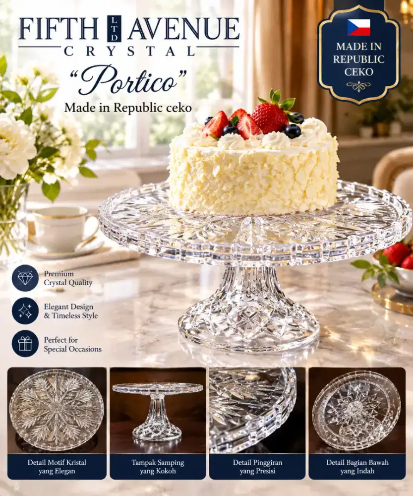 [Vintage] Wadah saji Kue Fifth Avenue Crystal (tipe Portico) 