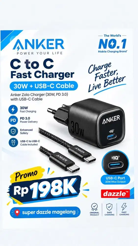 Tc anker 30 watt c to c black