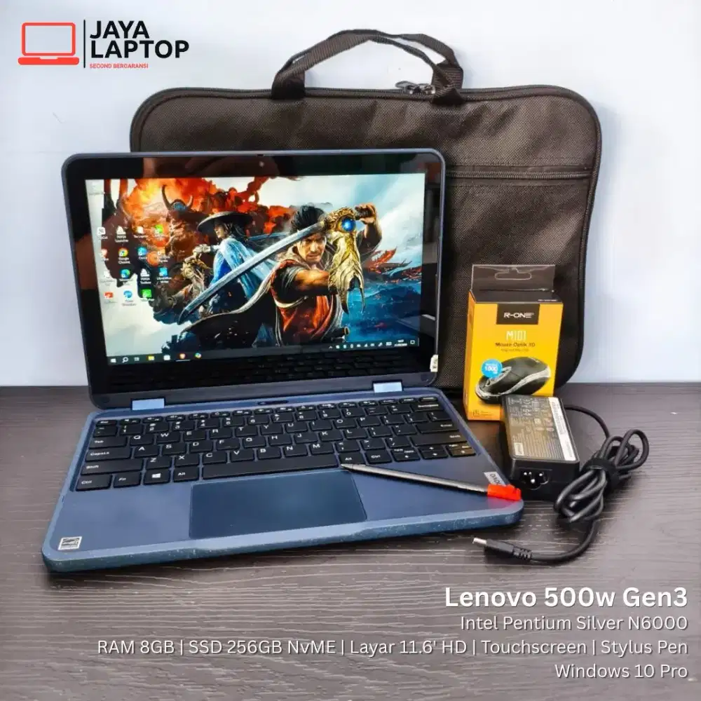 Lenovo 500W G3 intel N6000 RAM 8GB SSD 256GB 2in1 Laptop Second Bekas