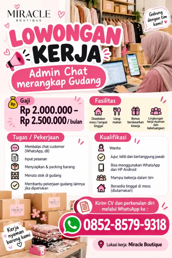 LOWONGAN KERJA ADMIN CHAT + GUDANG