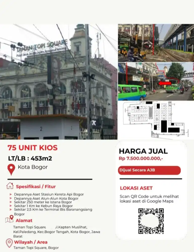 Dijual 27 Unit Kios Taman Topi Square Bogor