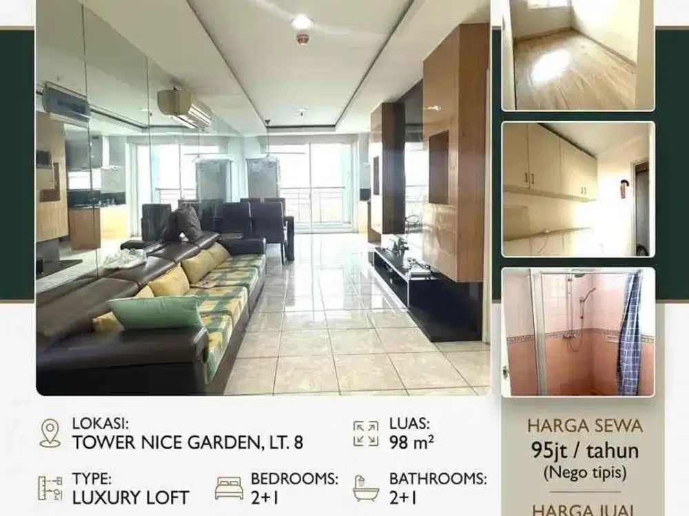 LOFT 98m² French Walk MOI Nice Garden Lt.8 – Sale 1,3M / Rent 95Jt