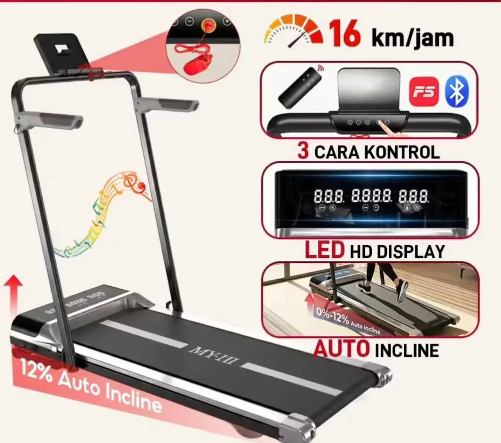 Treadmill Listrik My-Hi T4-Max auto incline