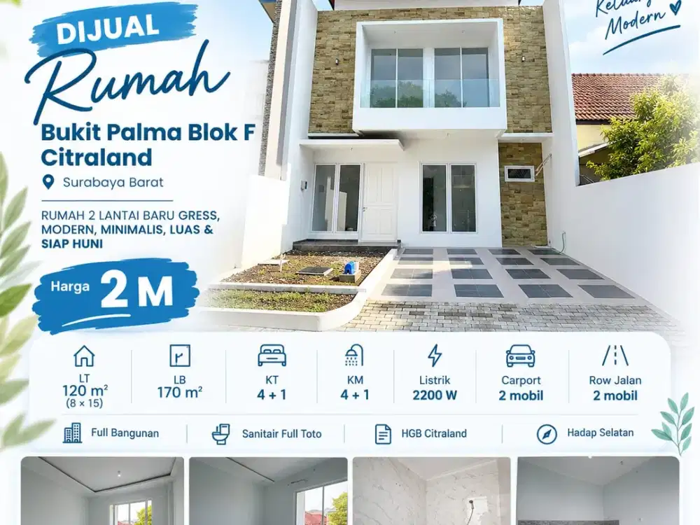 Dijual Rumah Bukit Palma Blok F Citraland