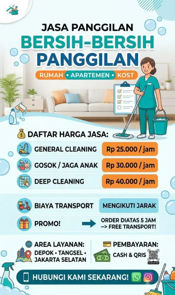 Jasa Bersih Bersih Deep Cleaning dan Setrika