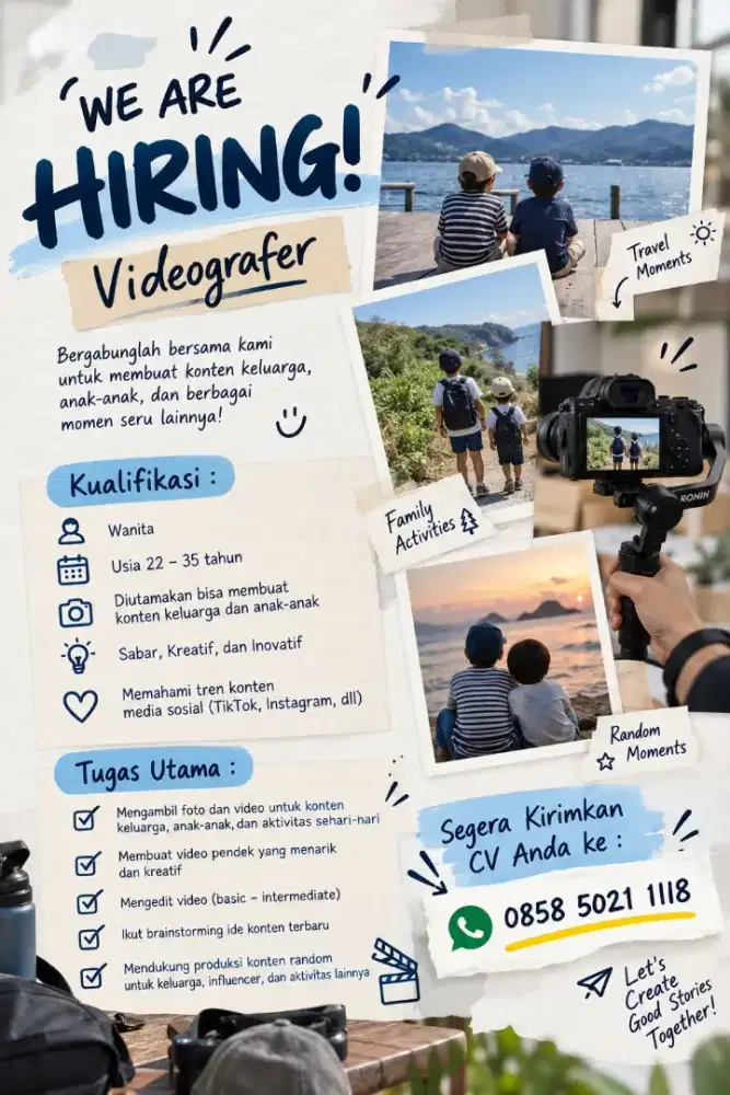 Dicari videographer untuk keperluan konten