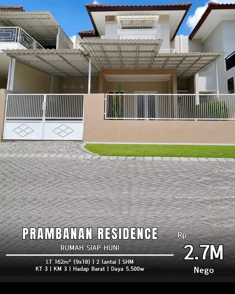 DIJUAL RUMAH PRAMBANAN RESIDENCE KAMADEVA 2 LANTAI SUPER CIAMIK!