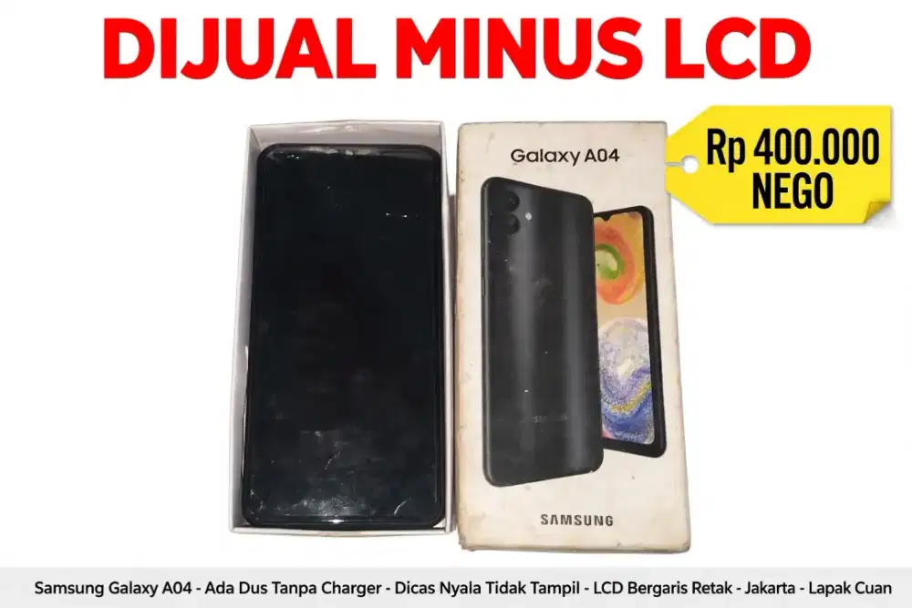 Samsung Galaxy A04 Hitam - Ada Dus - Minus LCD Bergaris