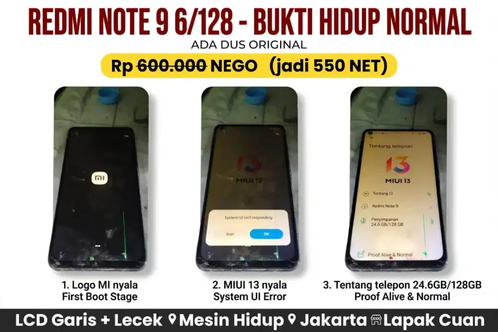 Redmi Note 9 6/128 Ada Dus - Minus LCD