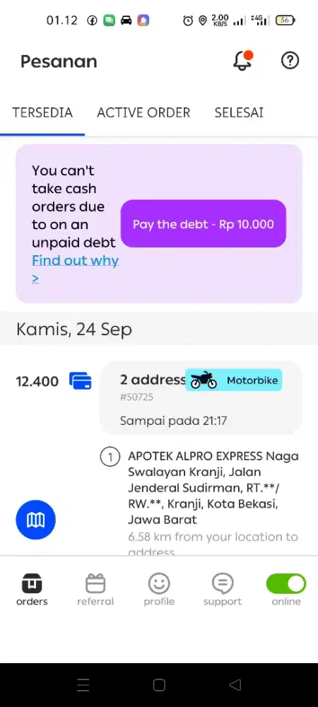 Ojol kurir borzo