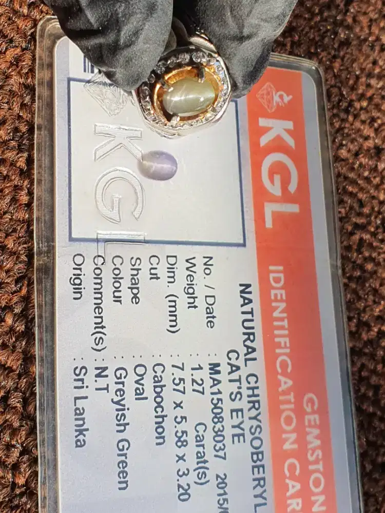 Perhiasan Cincin permata Chrysoberyl Cats Eye