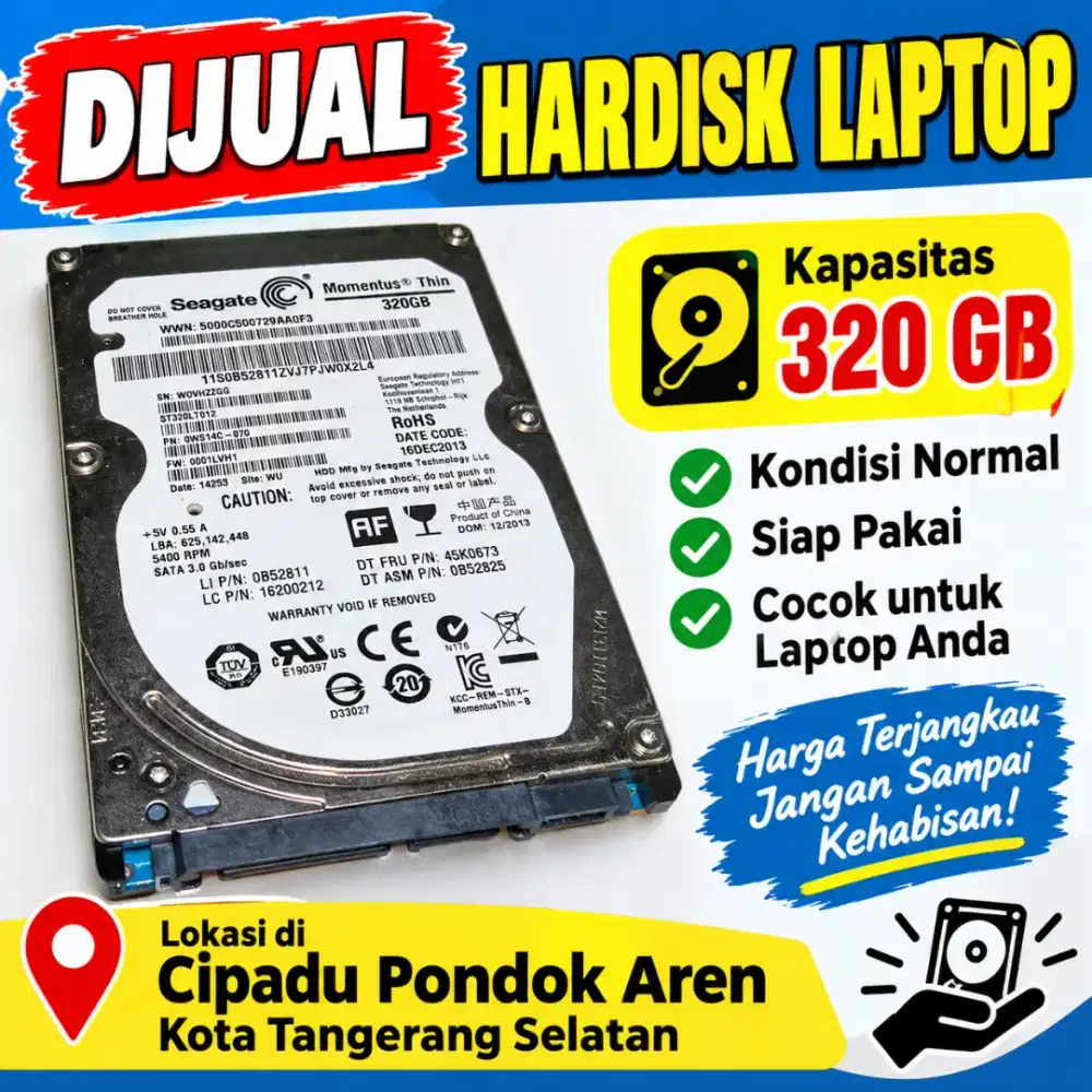 Hardisk Laptop Kapasitas 320 GB kondisi Normal Lokasi di Cipadu