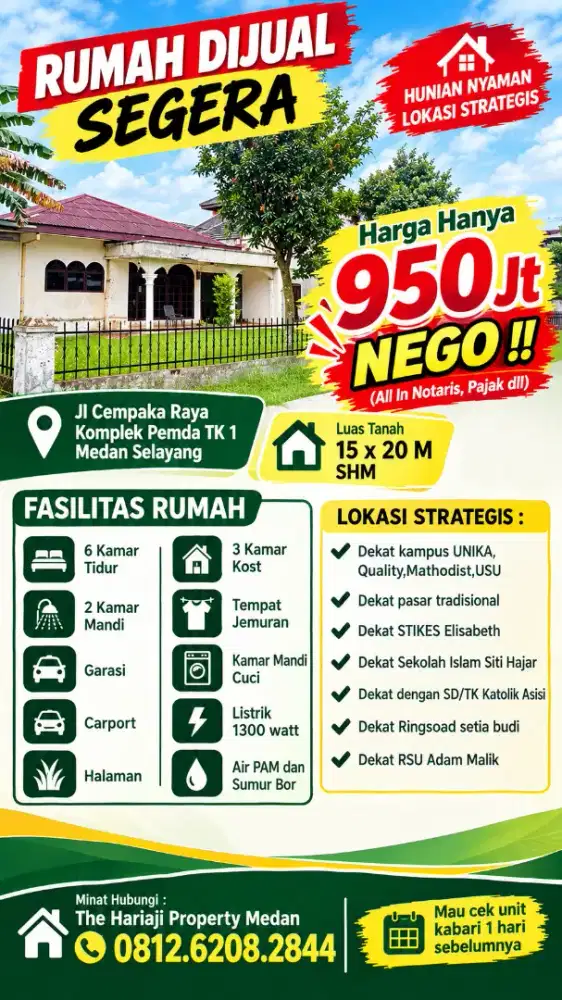 Dijual Segera Rumah di Medan Selayang