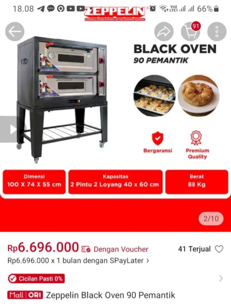 Dijual oven zeppelin 2 deck pemantik