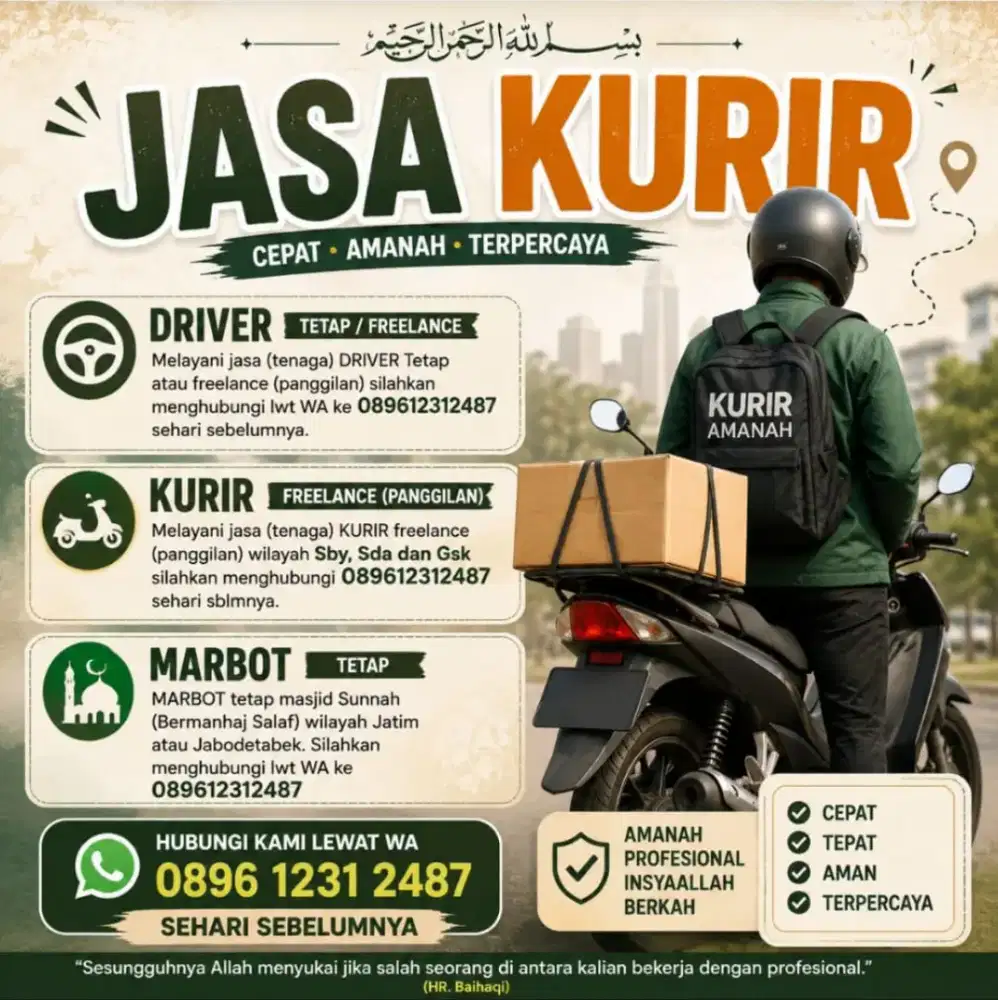 Jasa Driver Freelance atau Jasa Kurir Freelance Wilayah Sby