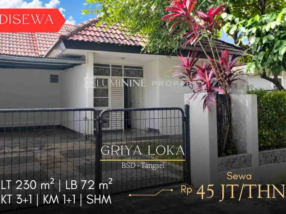 DISEWAKAN RUMAH DI BSD CITY, TANGERANG SELATAN