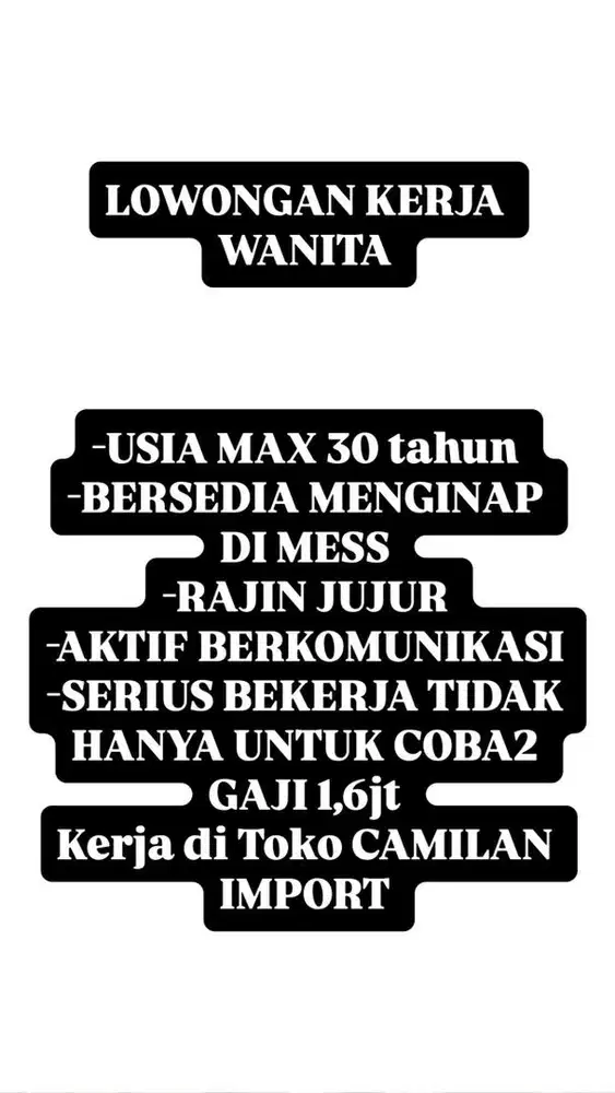 LOWONGAN KERJA WANITA JAGA TOKO