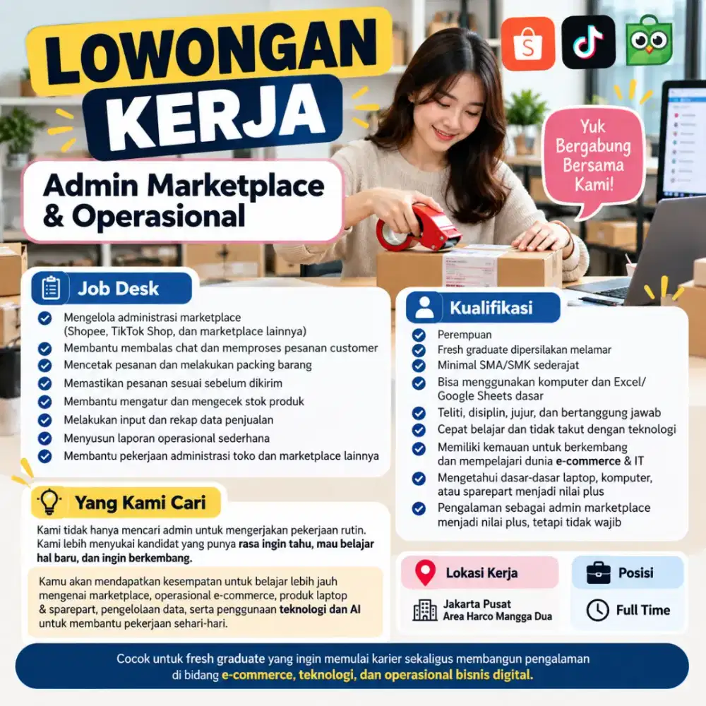 Lowongan Kerja Admin Marketplace & Operasional