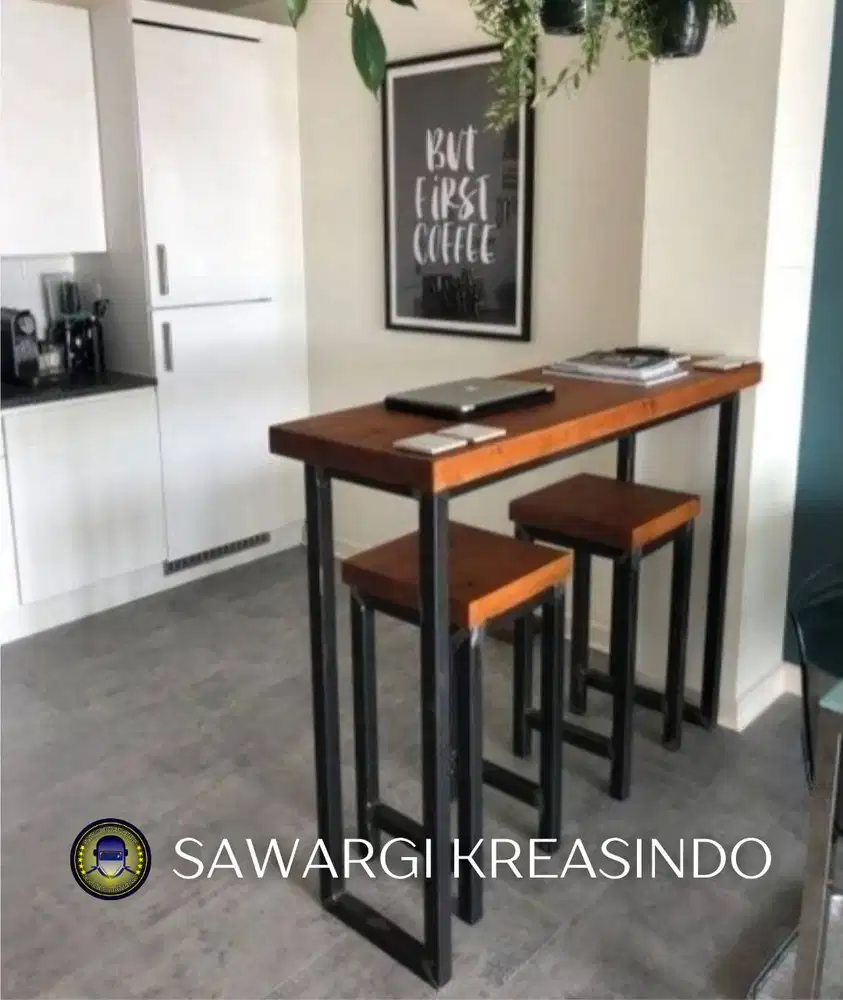 Meja Bar Cafe + Kursi Rangka Besi - Bisa Custom Bandung
