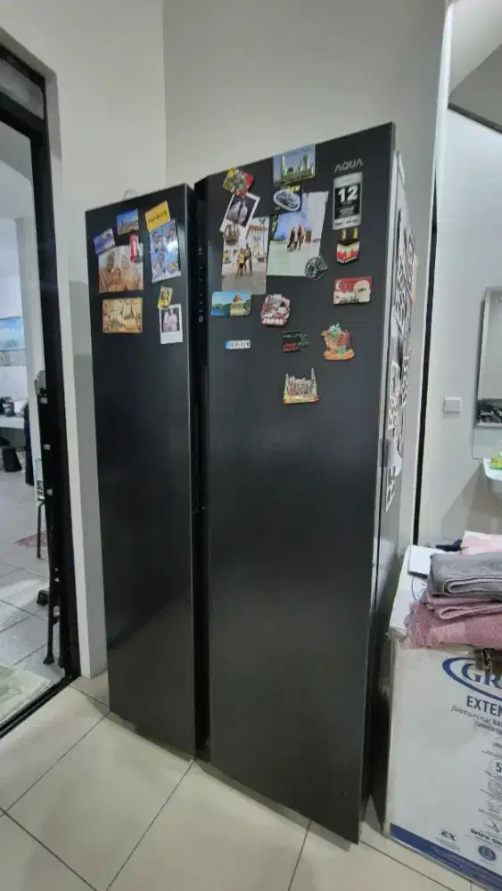 Kulkas Aqua besae 2 pintu samping 408L normal mulus dingin