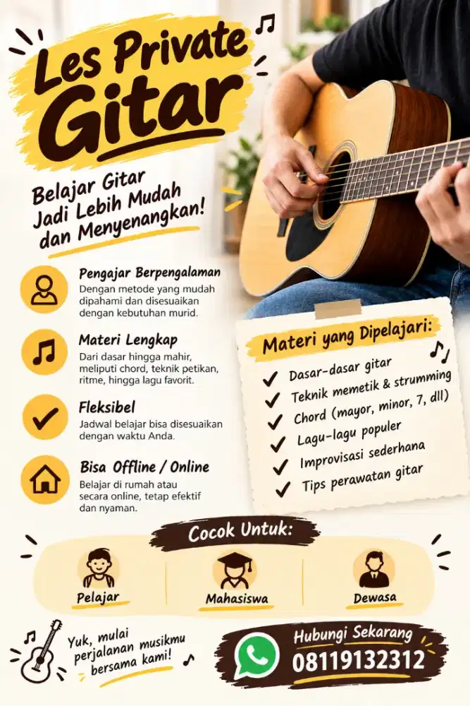 Belajar gitar les gitar kursus gitar