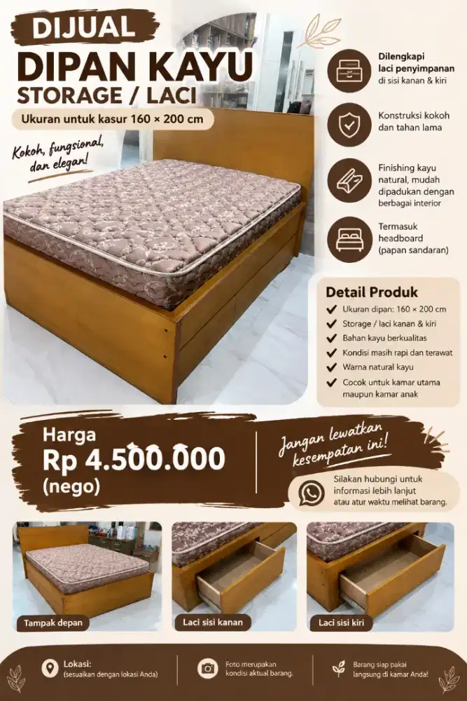 Jual Rugi - Dipan dengan Storage