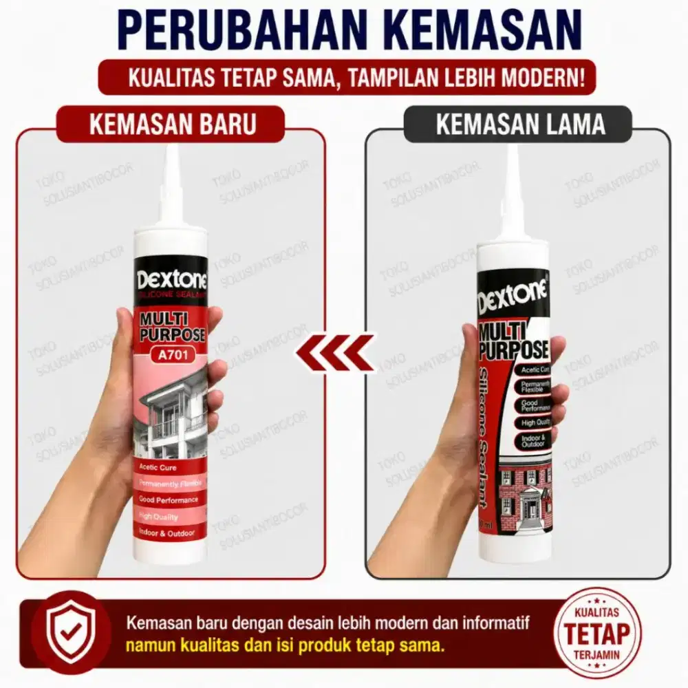 Lem Sealent Silicone Kaca Dextone Botol Hitam Putih Clear Bening