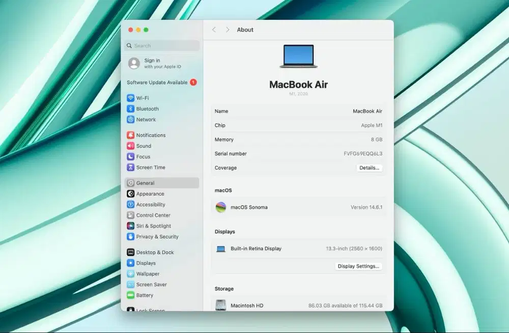 Macbook Air 13 Inch 2020 M1 (Minus Camera)