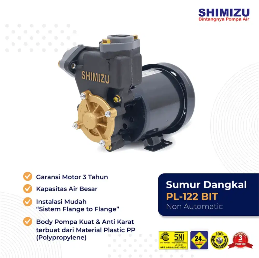 Pompa Air Shimizu Non Otomatis Manual PS 122 BIT