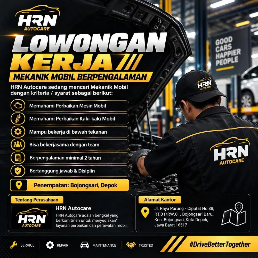 LOKET DICARI MEKANIK BERPENGALAMAN