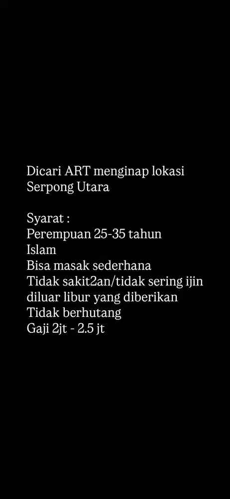 DIBUTUHKAN ART MOMONG MENGINAP