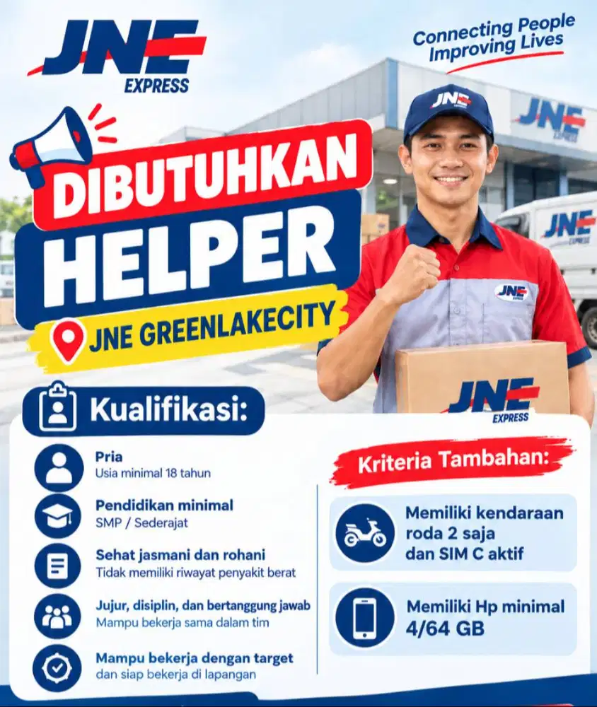 LOWONGAN KERJA HELPER JNE GREEN LAKE CITY