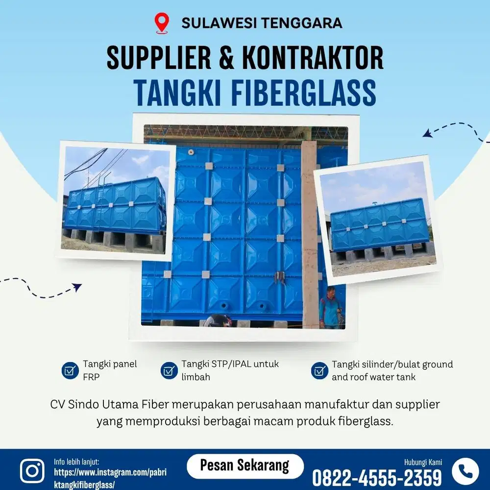 Tangki Fiberglass FRP-Jual Tangki Air, Panel & Silinder Kolaka Timur