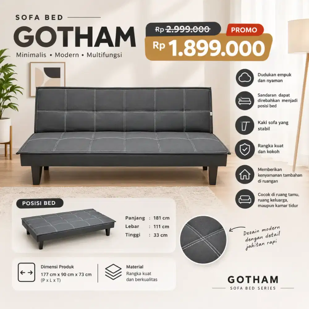 Sofabed Minimalis Kulit Gotham
