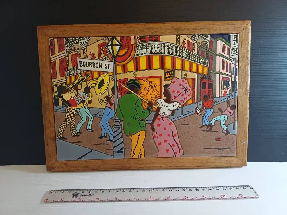 Vintage Bourbon Street - Handpainted Porcelain Tile Wall Art by Arius