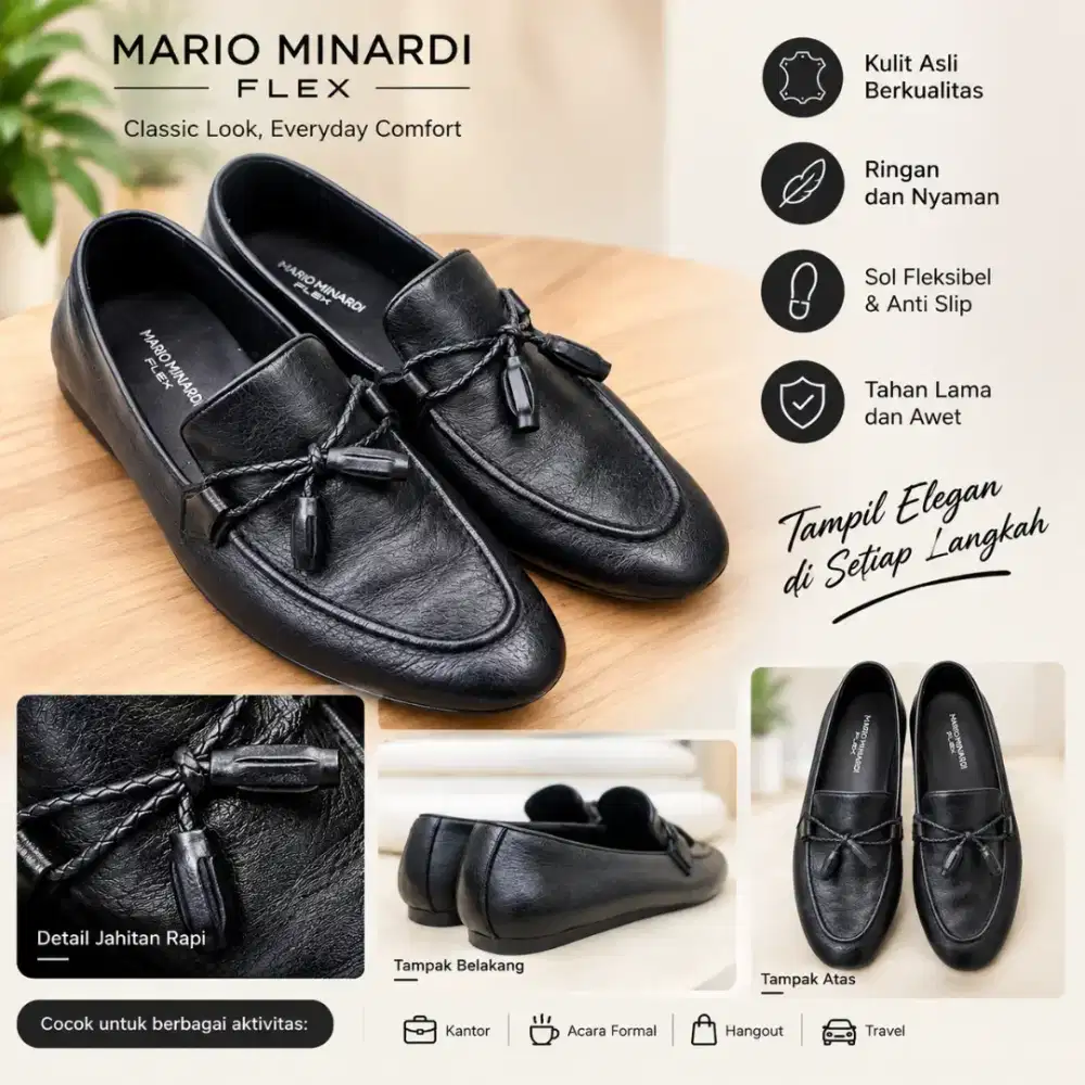 PROMO HEBAT - LUCIO BLACK Sepatu Kulit Loafers Pria by Mario Minardi