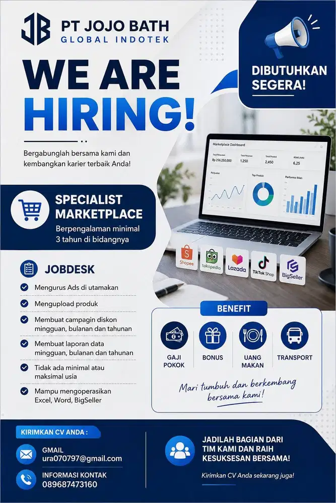 LOWONGAN PEKERJAANN SPECIALIST ECCOMERCE SHOPPE & TIKTOK