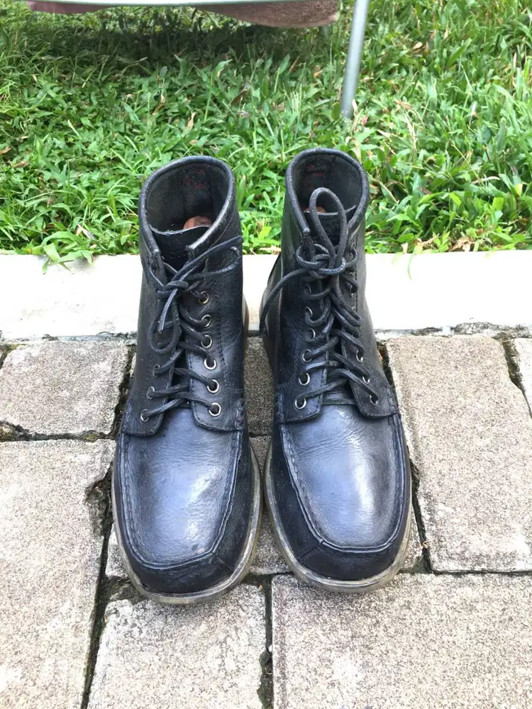 Boots Pria Rockport Kulit Hitam Size 42 Moc Toe Work Boots