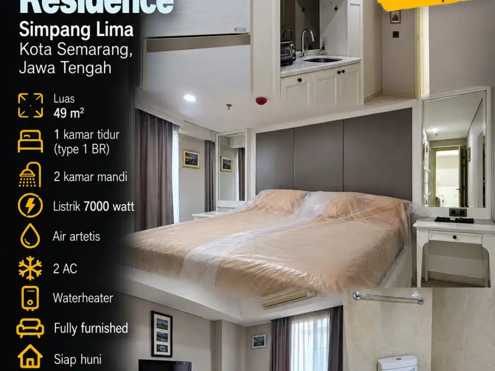 Warhol Apartment, Simpanglima, Pusat Kota, fully furnished, 1BR, Semarang